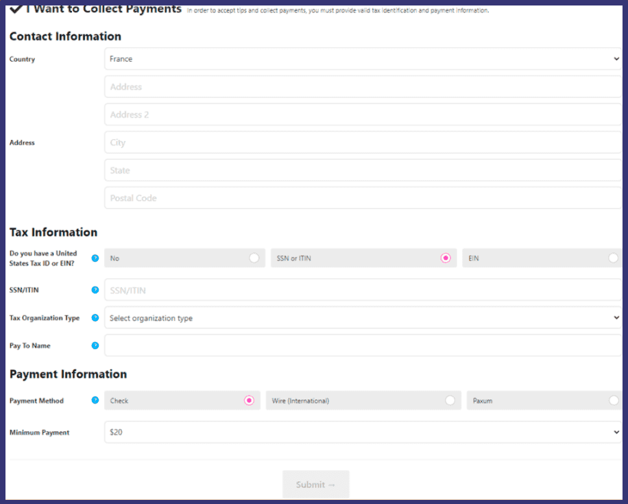 CamSoda web model profile settings